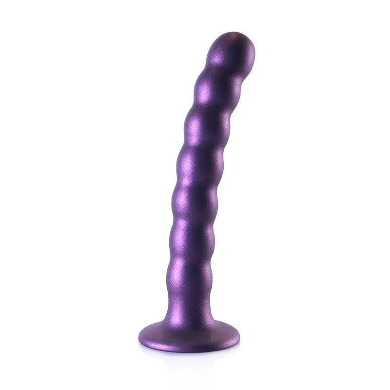 6.5″Ouch!BeadedSiliconeG-SpotDildo–MetallicPurple