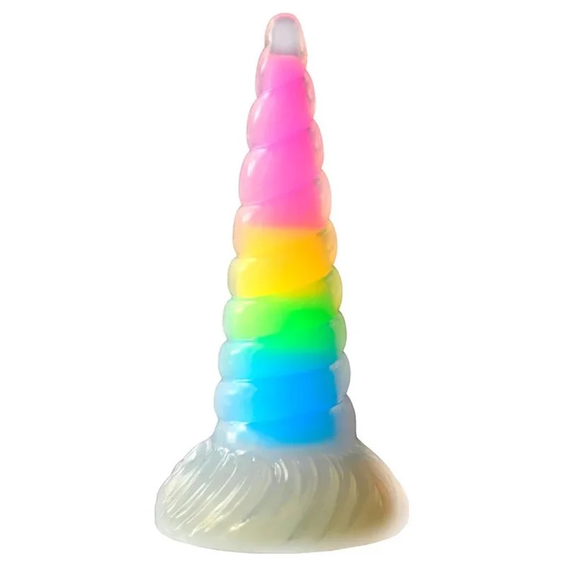 6.5″Uni-GlowHornRainbowGlowintheDarkSiliconeDildo