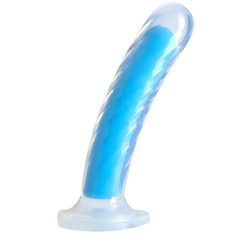 6″NeoEliteTaoGlowintheDarkSiliconeDualDensityDildo–Blue