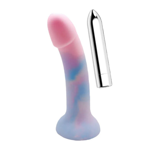 6″PoundCakeSiliconeDildowithRechargeableBullet–CottonCandy