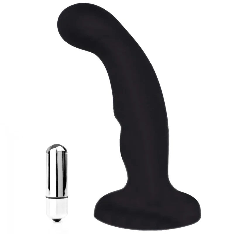 6″ProStimVibratingSiliconeP&GSpotDildo–MatteBlack
