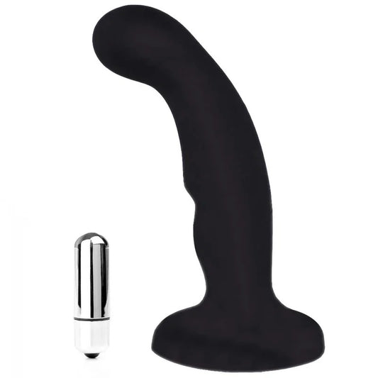 6″ProStimVibratingSiliconeP&GSpotDildo–MatteBlack
