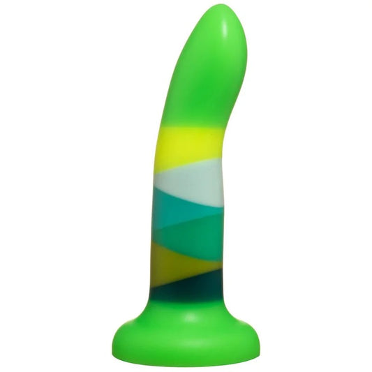 6″RibbonStripedSiliconeDildo–Green