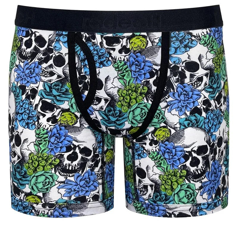 6″TopLoadingBoxerPackingUnderwear–SucculentSkullsWhite