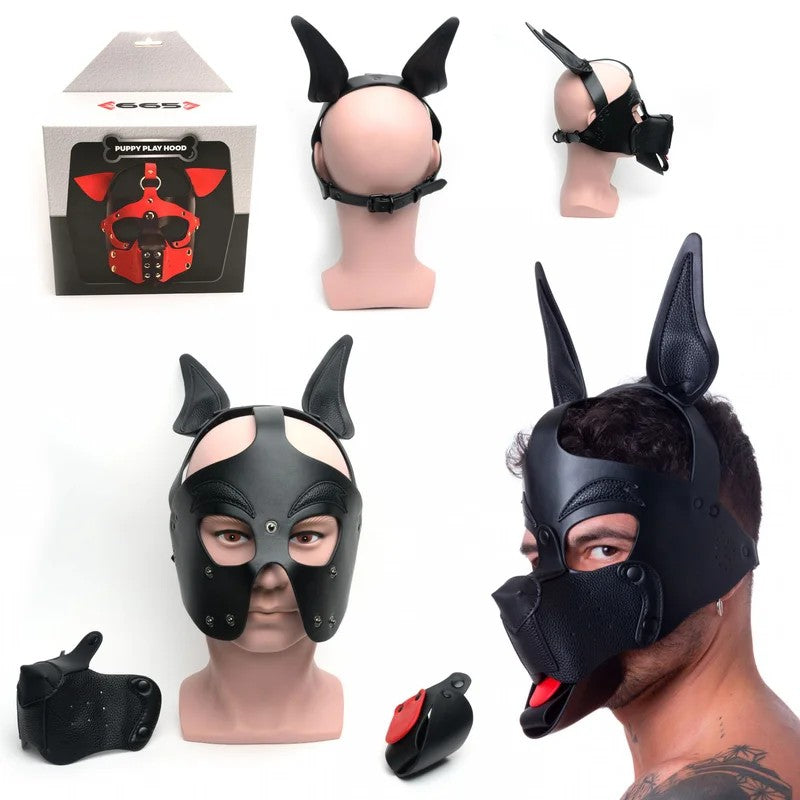 665Leather–PuppyPlayHoodLongEars–OneSizeFitsMost/OSFM(Black)