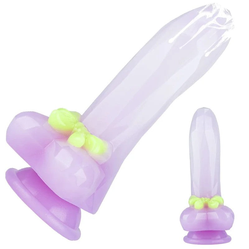 7.48inGradientPurpleRealisticDildoButtPlugWithBow