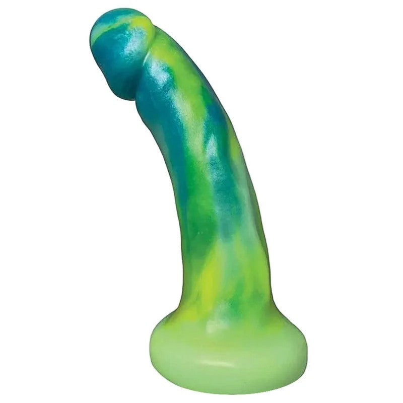 7″AndroidDualDensitySiliconeDildo–GreenGlow