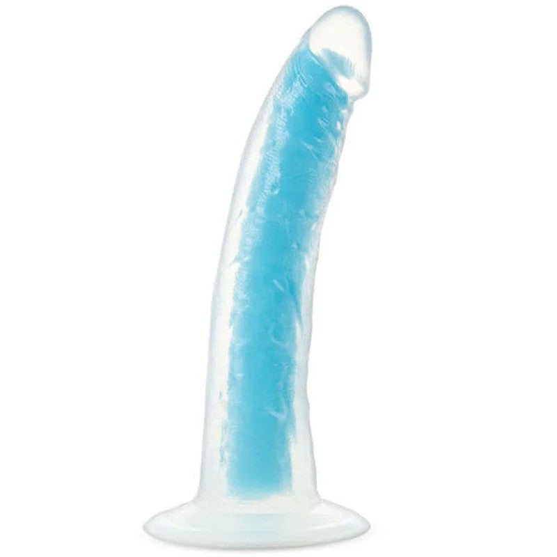 7″NeoEliteGlowintheDarkSiliconeDualDensityDildo–Blue