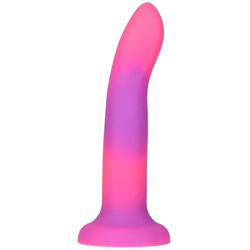 7″RaveGlowintheDarkPosableSiliconeDildo–PurpleandPink