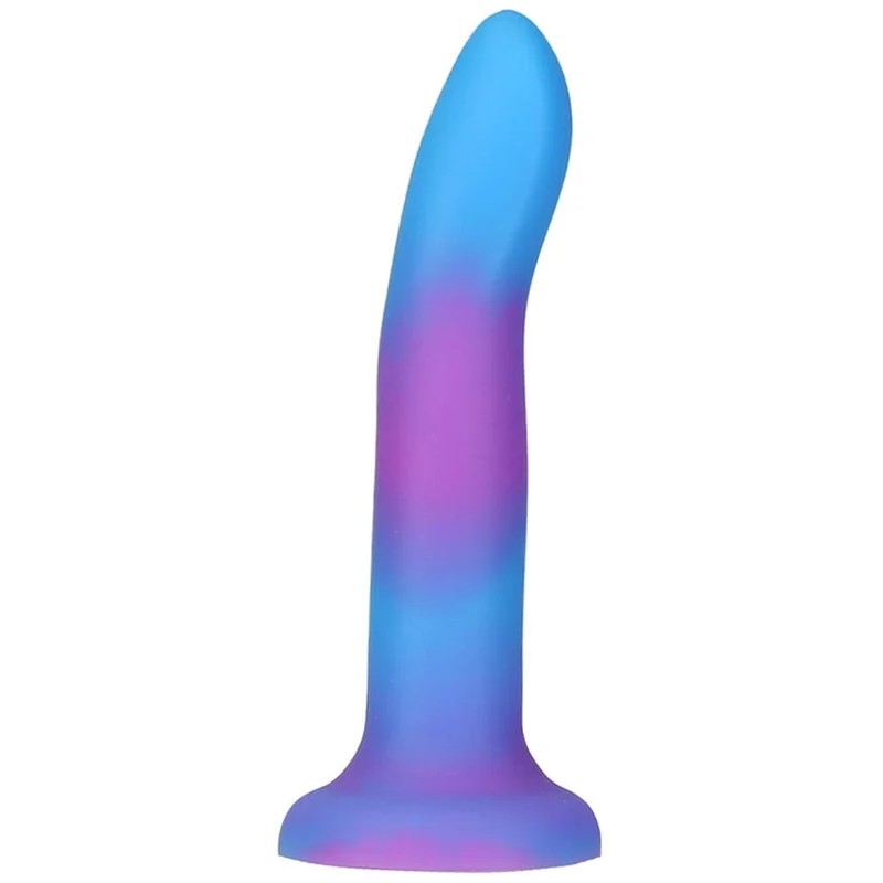7″RaveGlowintheDarkPosableSiliconeDildo–PurpleandBlue