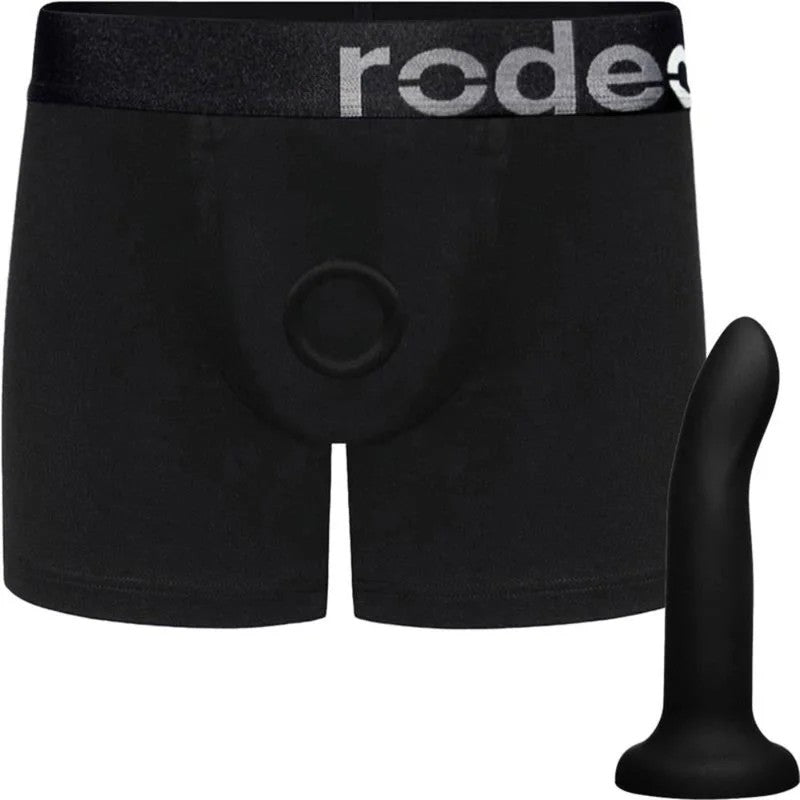 7″RorySiliconeDildoandClassicBoxer+Harness–Black–PackageDeal