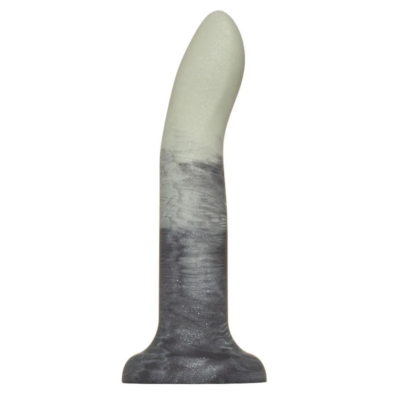 7″RorySmokeShowSwirlSiliconeDildo–CeladonGreenandBlack