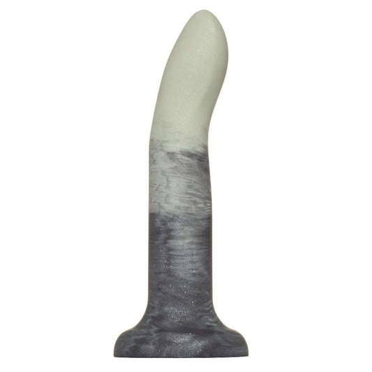 7″RorySmokeShowSwirlSiliconeDildo–CeladonGreenandBlack