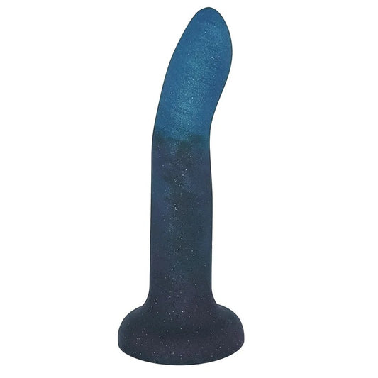 7″RorySmokeShowSwirlSiliconeDildo–TealBlueandSmokeBlack