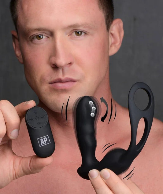 7XP-StrapMilkingandVibratingProstateStimulatorwithCockandBallHarness