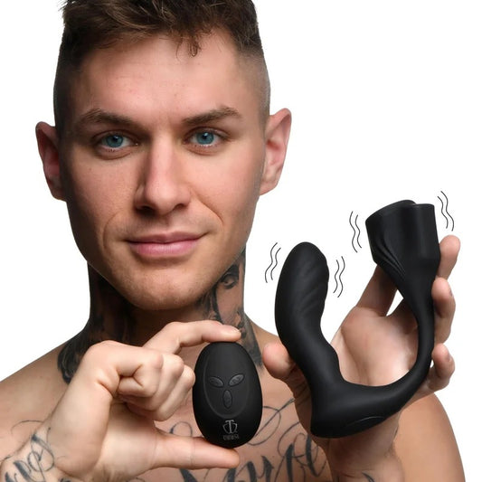 7XSiliconeProstatePlugwithBallStretcherandRemote