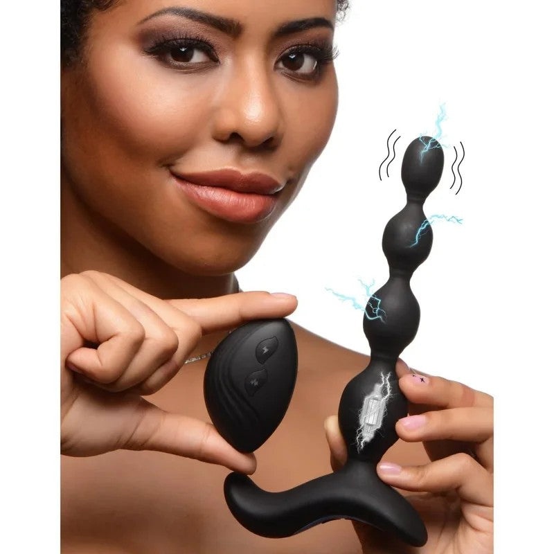 80XVibrating&E-StimSiliconeAnalBeadswithRemote