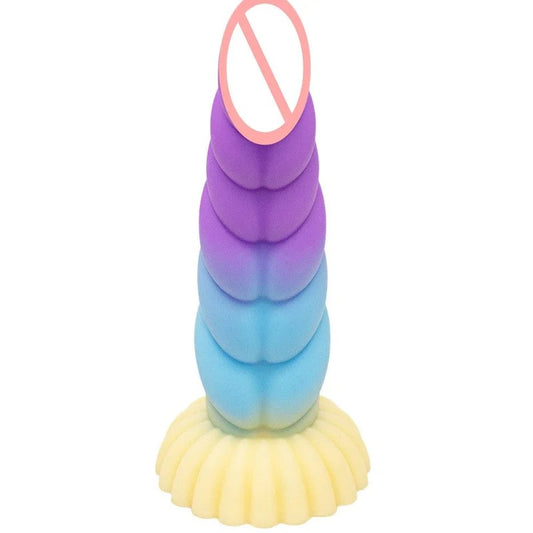 9.05‘’ColorfulBraidDildoVibratorLiquidSiliconeAnalPlug