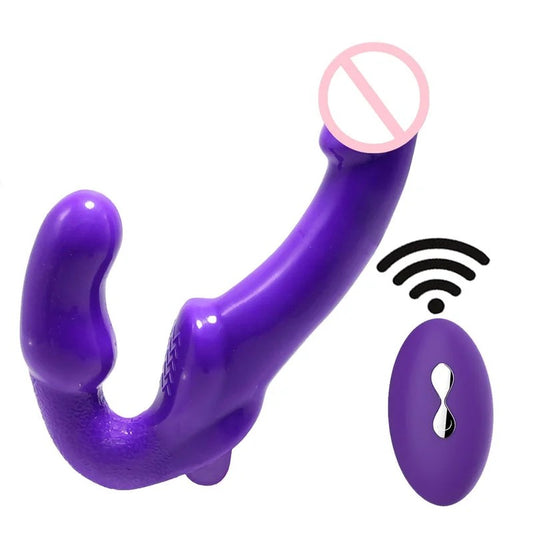 9.65‘’10FrequencyVibratingRemoteControlDoubleEndedWearableDildo