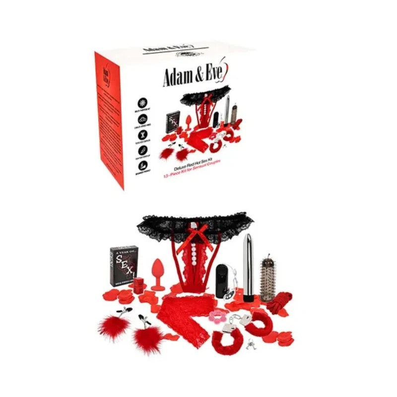 Adam&Eve–DeluxeRedHotSexKit–(13pcKitForSensualCouples)