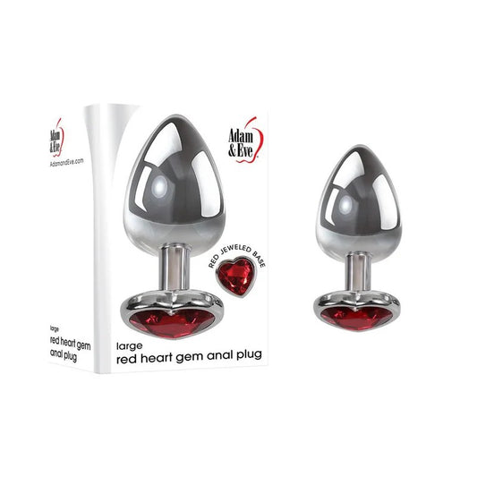 Adam&Eve–MetalAnalPlugwithRedHeartGemonbase–Large(Chrome/Red)