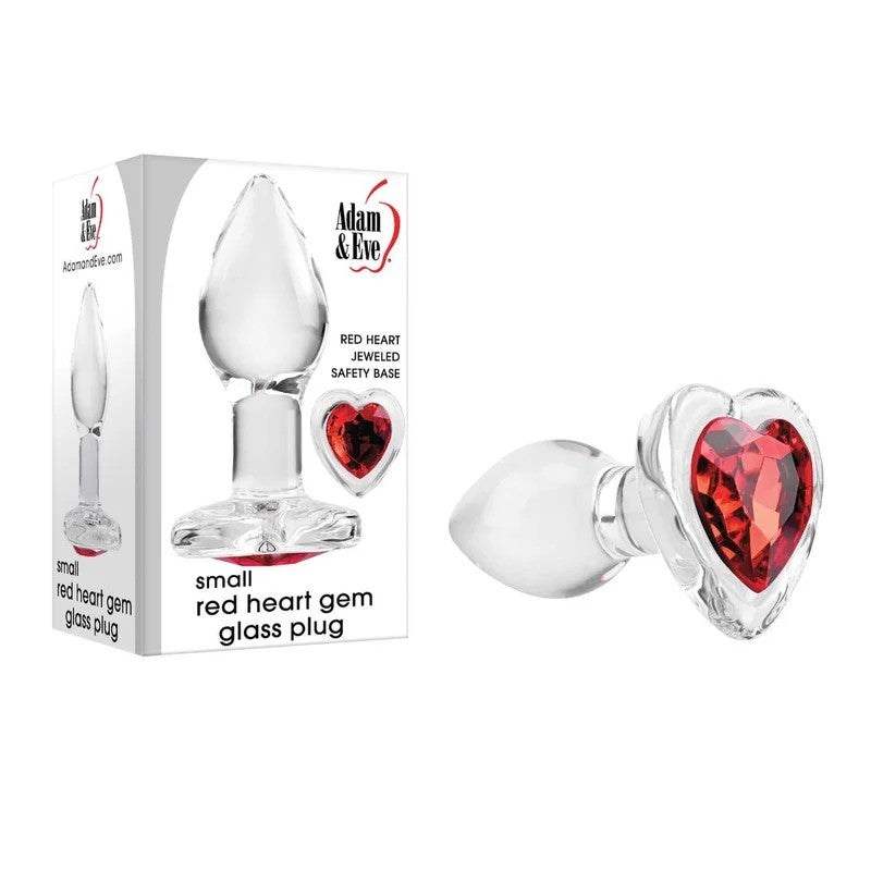 Adam&Eve–RedHeartGemGlassPlug–Small(Clear/Red)