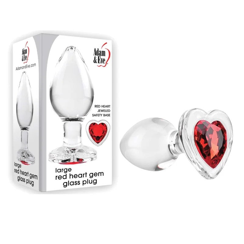 Adam&Eve–RedHeartGemGlassPlug–Large(Clear/Red)