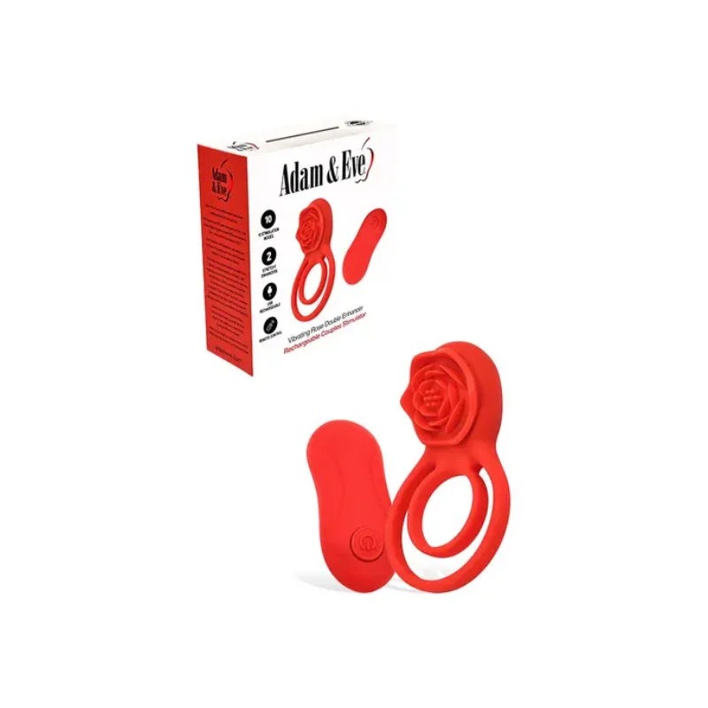 AdamAndEve–VibratingRoseDoubleEnhancerRingWithRemote–(Red)