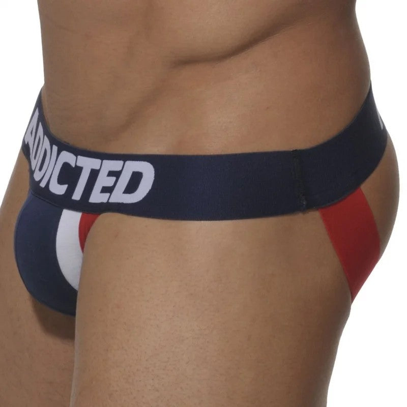 Addicted–Tri-ColorJockStrap(Navy)(L)