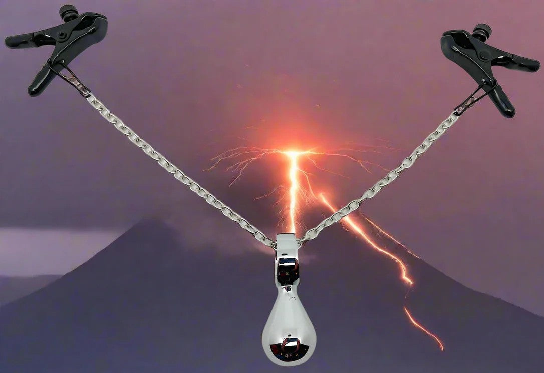 AdjustableBullnoseNippleClampswithChainandMiniButtPlug