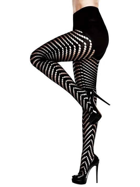 AfterDark–GeometricJacquardPantyhose(Black)OS