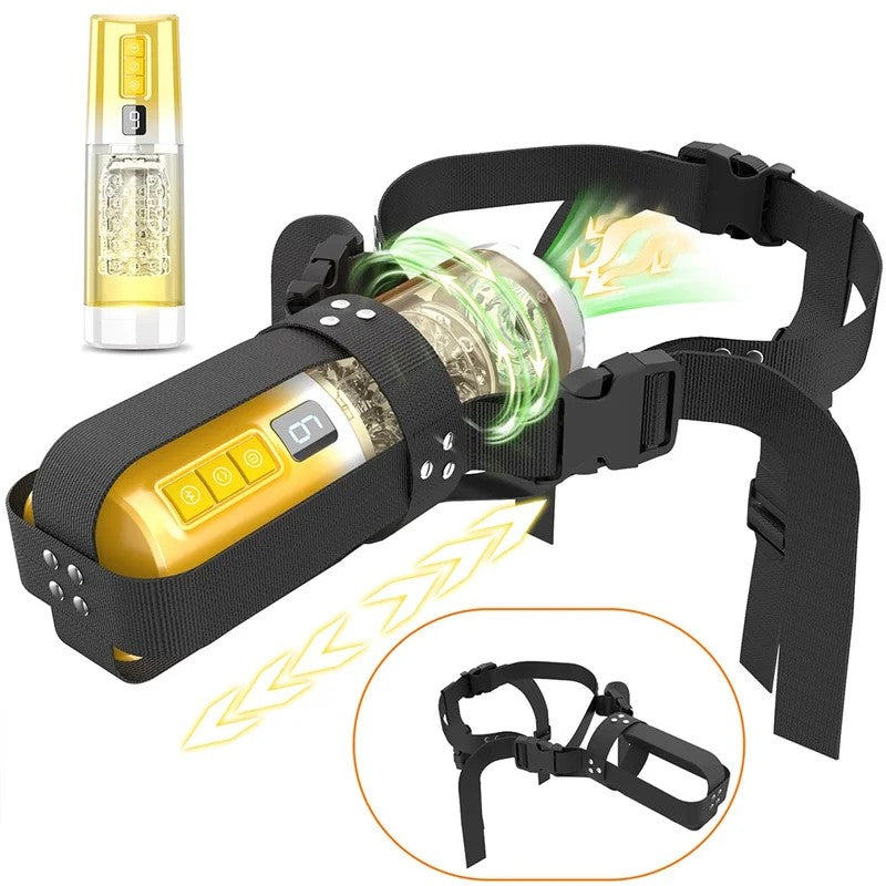 Aierle9Thrusting&9RotatingWearableStrapOnMasturbator