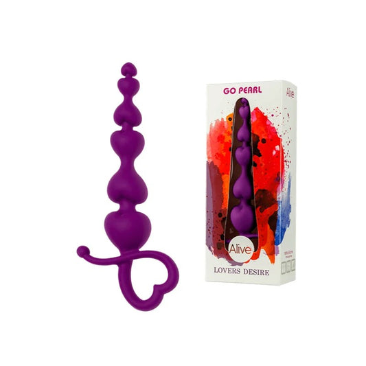 Alive–GoPearlSiliconeHeartShapeAnalBeads(Purple)