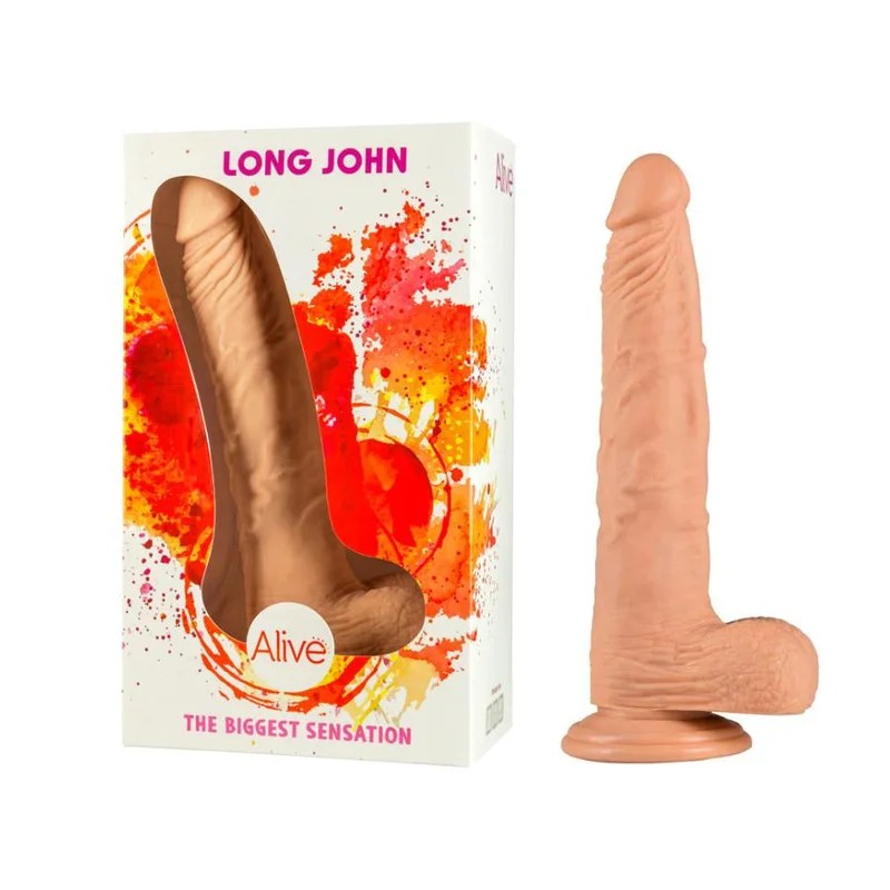 Alive–“LongJohn”8.5″DildowithBalls(LightFlesh)