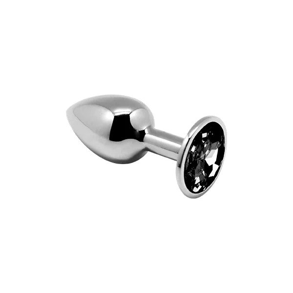 Alive–MetalAnalPlugwithBlackGem–Large(Black/Silver)