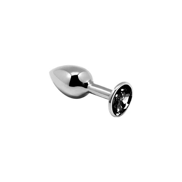 Alive–MetalAnalPlugwithBlackGem–Small(Black/Silver)