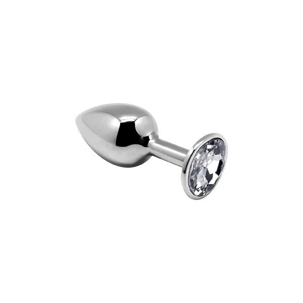 Alive–MetalAnalPlugwithClearGem–Medium(Clear/Silver)