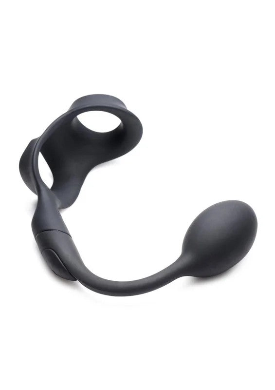 AlphaPro10xP-BombSiliconeRechargeableCockandBallRingwithPlugandRemoteControl