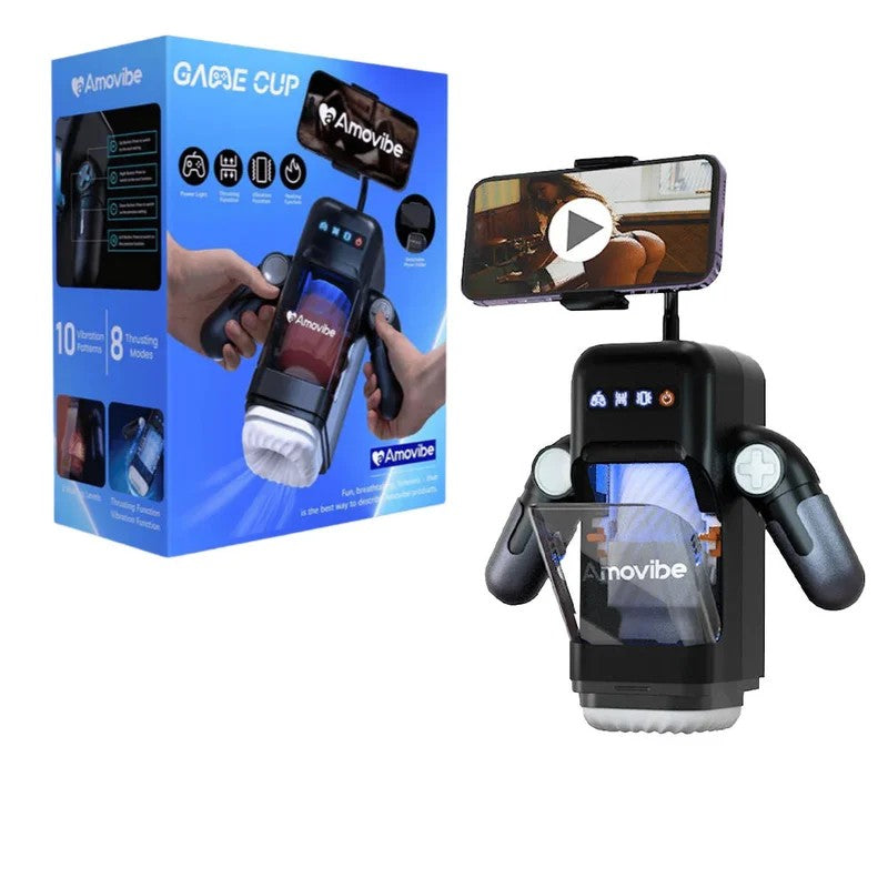 AMOVIBE–“GameCup”ThrustingVibratingHeatingMaleMasturbator(Black/White)