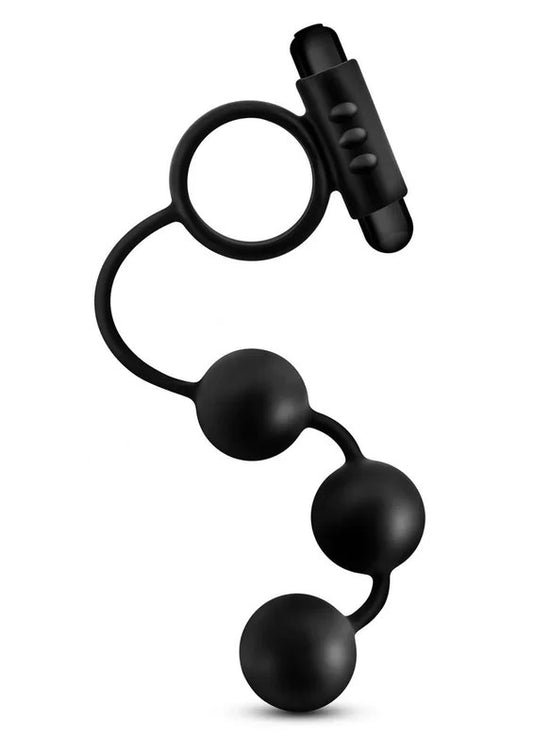 AnalAdventuresPlatinumSiliconeAnalBeadswithVibratingCockRing