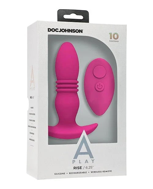 APlayRiseRechargeableSiliconeAnalPlugw/Remote–Pink