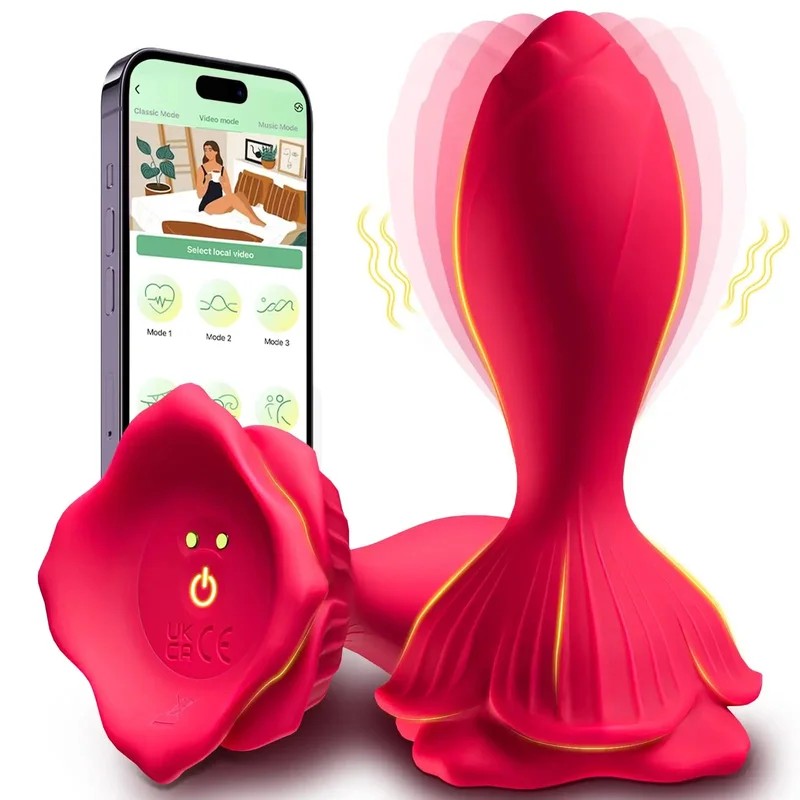 APP-ControlledRoseButtPlug–9Vibrations,Waterproof