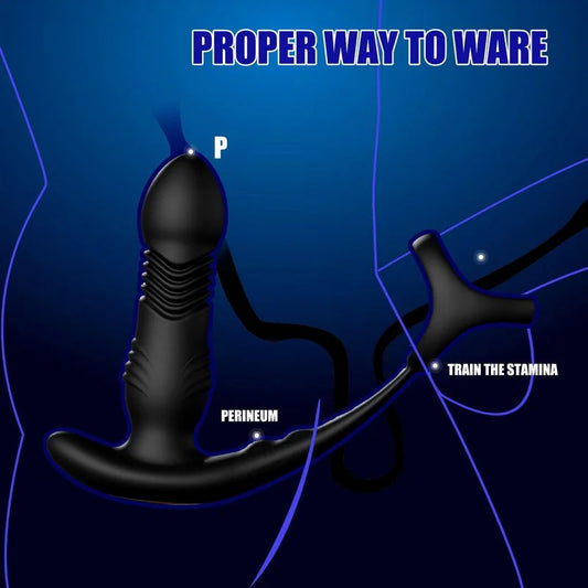 APPControlThrustingDildoAnalVibrator–RemoteControlCockRingMaleSexToy
