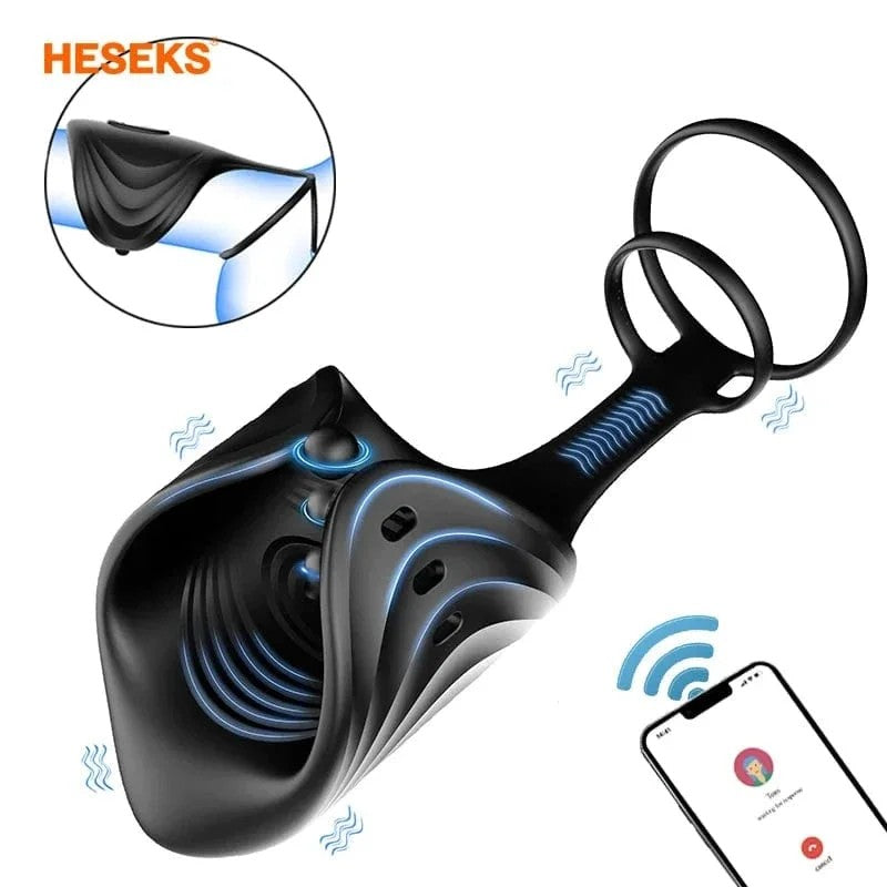 AppWirelessControlCockRingAdjustableVibratorMalePenisTrainer