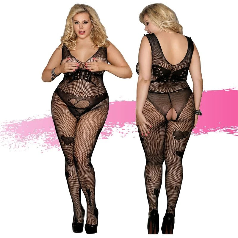 AshellaLingerie–MIKAYLACrotchlessBodystocking–Queen(Black)