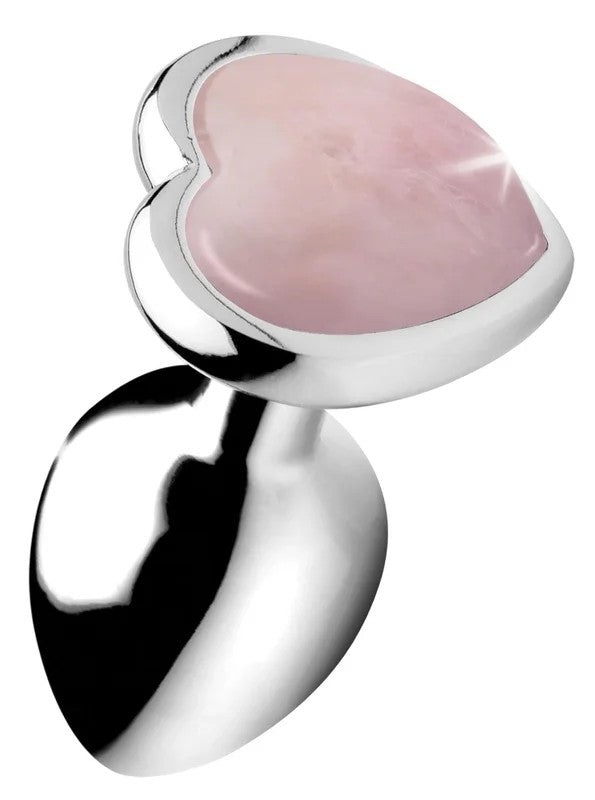 AuthenticRoseQuartzGemstoneHeartAnalPlug–Small
