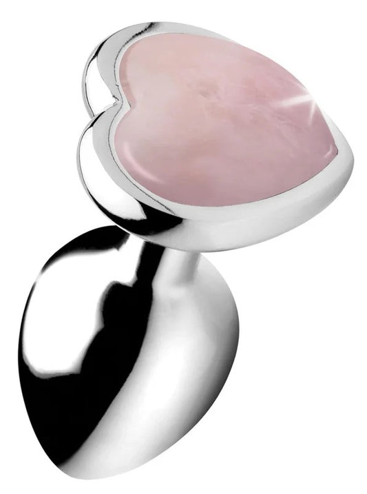 AuthenticRoseQuartzGemstoneHeartAnalPlug–Small