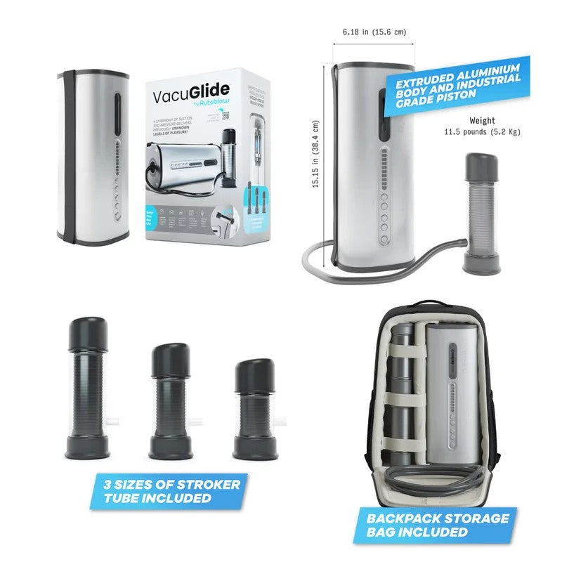 Autoblow–VacuGlideSuctionMilkingMasturbator(Silver/Black)