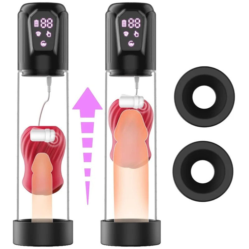 AutomaticSuctionVibrationPenisEnlargementPumpwithRoseShapedInnerSleeve