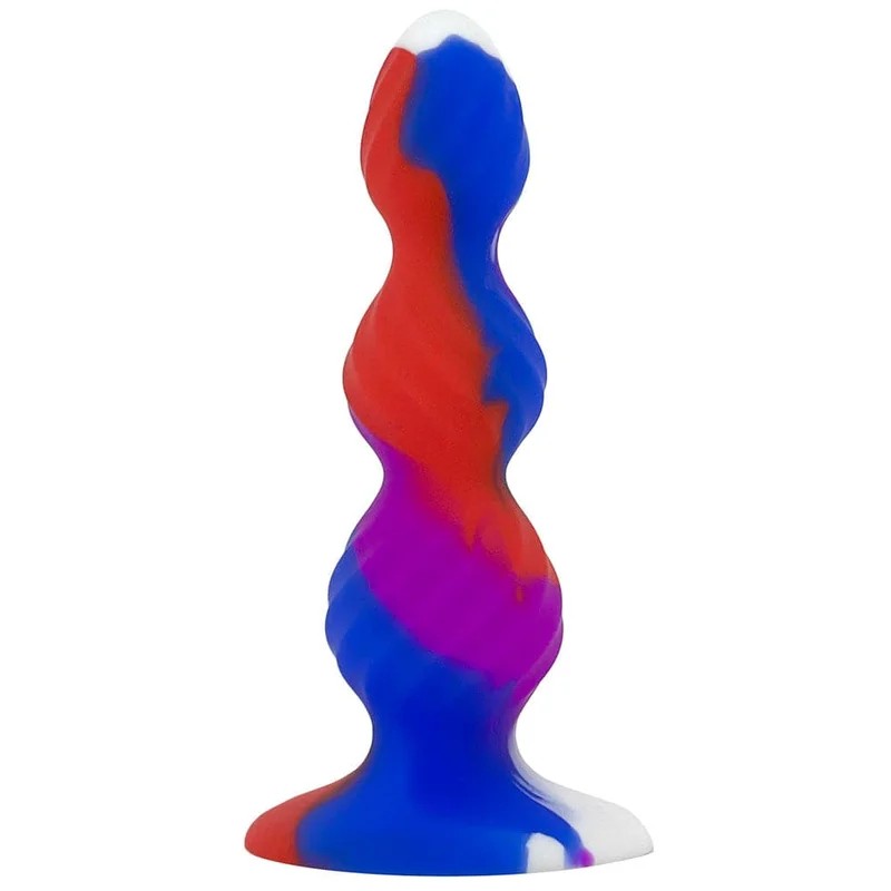 B-PlugSiliconeSwirlButtPlug–TripleBead–Multi